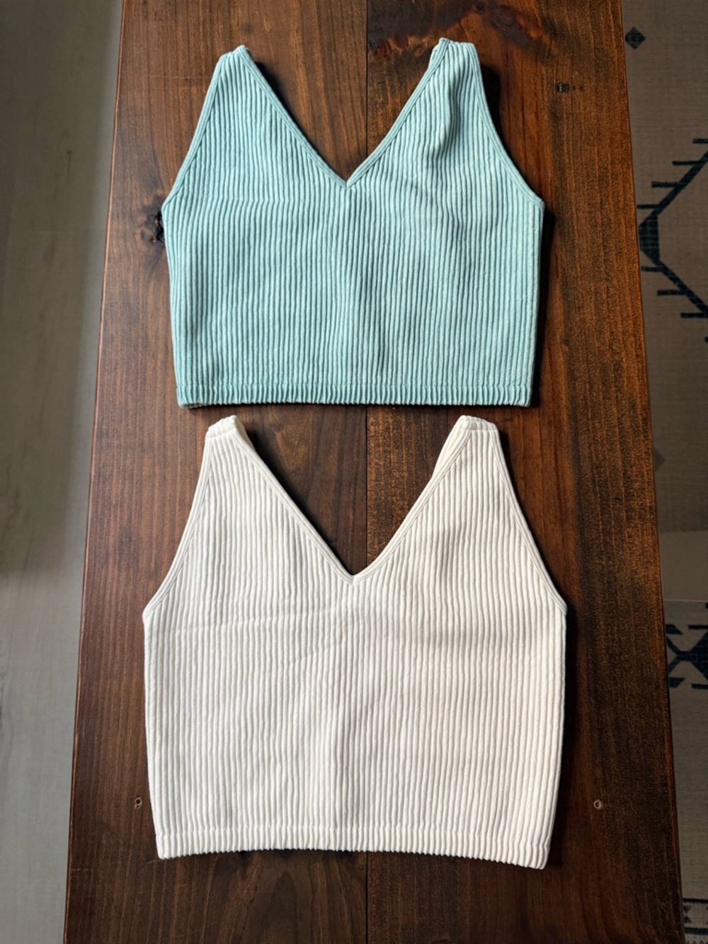 90 Degrees Ribbed V-Neck Cropped Tanks